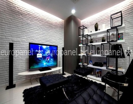 Duvar paneli ev içi TV arkası, salon, otuma odası duvar dekorasyonunda kullanımı - Tuğla panel