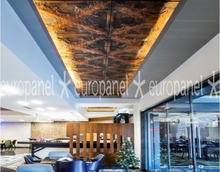 Europanel tavan karoları ile dikdörtgen şeklinde olan tavan havuzunun dekoratif ilgi odağına dönüştürülmesi.